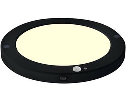 LED Plafondlamp met Bewegingssensor + Dag en Nacht Sensor - 18W - Warm Wit 3000K - 360° Zichthoek - Opbouw/Inbouw - Rond - Mat Zwart