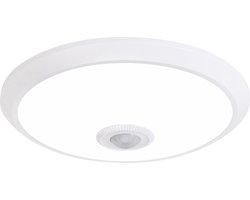 LED Plafondlamp met Sensor + Dag en Nacht Sensor - Kozolux Crimpy - 20W 1500lm - Helder/Koud Wit 6400K - Opbouw - Rond - Wit