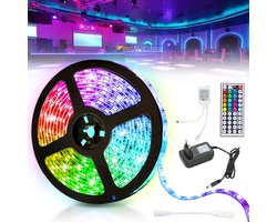 LED Strip 1 meter RGB 5050 SMD – 30 Light strip – RGB LED Strips Verlichting – met 44 Keys Afstandsbediening – licht strip dimbaar - zelfklevend – Met Batterij aansluiting