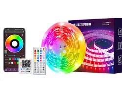 Led strip 15 meter - 20 RGB kleuren - bedienbaar met app of afstandsbediening -met timer en muziek modus- 1x 15 meter- Led strip