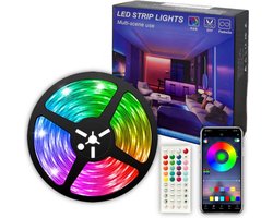 LED strip - 3 Meter - 16 Miljoen Kleuren - Afstandsbediening en App-besturing - Bluetooth - Muziekgestuurd - Zelfklevend