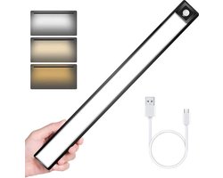 Led verlichting met bewegingssensor - 40CM - Extra Groot - Zwart - Kastverlichting - Draadloos - Trapverlichting - Keukenverlichting - Oplaadbare accu