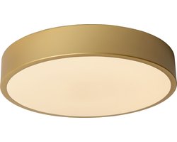 Lucide UNAR - Plafonnière - Ø 30 cm - LED Dimb. - 1x18W 2700K - 3 StepDim - Mat Goud / Messing