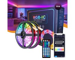 Lucion® LED verlichting - Led strip 10 meter RGBIC - Smart led strip - Smart Light - Led light strip - Licht strip - Gaming accesoires - Slimme verlichting te bedienen via telefoon en afstandsbediening - Alexa - Google Home