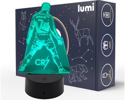 Lumi 3D Nachtlamp - 16 kleuren - Cristiano Ronaldo - CR7 - Voetbal - LED Illusie - Bureaulamp - Sfeerlamp - Dimbaar - USB of Batterijen - Afstandsbediening - Cadeau