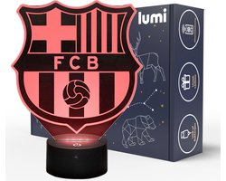 Lumi 3D Nachtlamp - 16 kleuren - FC Barcelona - Voetbal - LED Illusie - Bureaulamp - Sfeerlamp - Dimbaar - USB of Batterijen - Afstandsbediening - Cadeau