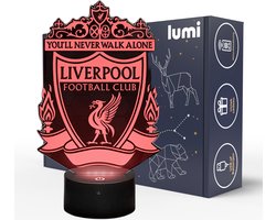 Lumi 3D Nachtlamp - 16 kleuren - Liverpool FC - Voetbal - LED Illusie - Bureaulamp - Sfeerlamp - Dimbaar - USB of Batterijen - Afstandsbediening - Cadeau