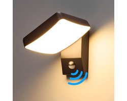 Luminize Buitenlamp met bewegingssensor - Wandlamp met sensor - Verstelbaar - 20w - Zwart - LED - Vierkant - 20x16x14cm