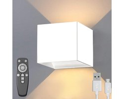 Luminize Oplaadbare wandlamp met Afstandsbediening - Dimbaar - Nachtlampje - Draadloos - Wandlamp Op batterijen accu - Wit