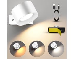 Luminize Oplaadbare wandlamp op batterijen draadloos - Dimbaar - Wandlamp op accu - Nachtlampje - USB oplaadbaar - Wit