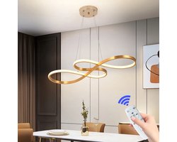 LuxiLamps - Hanglamp - Kroonluchter - Goud - Woonkamerlamp - Dimbaar Met Afstandsbediening - Moderne lamp - Eetkamer Lamp - LED Plafondlamp - Plafonniere