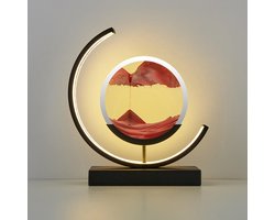 Luxus Bewegende Zandkunst Tafellamp - Rood - H27 x Ø27 - Decoratieve tafellamp - Met Slaapstand - Zandloper - Zandkunst In Glas - Bureaulamp - LED - Dimbaar - Tafellamp slaapkamer