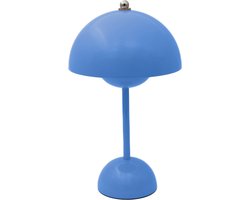 Luxus Draadloze Tafellamp Oplaadbaar - Josephine - Blauw - 30cm - Decoratieve tafellamp - Tafellamp slaapkamer - Bureaulamp - LED - Touch - Dimbaar - Draadloos - Oplaadbaar