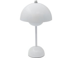 Luxus Draadloze Tafellamp Oplaadbaar - Josephine - Wit - 30cm - Decoratieve tafellamp - Tafellamp slaapkamer - Bureaulamp - LED - Touch - Dimbaar - Draadloos - Oplaadbaar