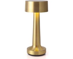 Luxus Draadloze Tafellamp Oplaadbaar - Sara - Goud - 21cm - Decoratieve tafellamp - Tafellamp slaapkamer - Bureaulamp - LED - Touch - Dimbaar - Draadloos - Oplaadbaar