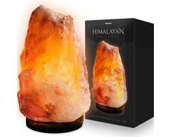 MikaMax Himalaya Zoutlamp - Zoutsteen Tafellamp - Salt Lamp met Dimlicht - Gemaakt van Massief Kristalzout - Inclusief Snoer met Schakelaar - 2.3 tot 3.5kg - 19 cm