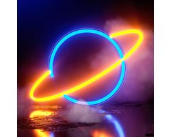 Neon verlichting planeet - Neon wandlamp - Neon ligt - Led - Blauw - Sfeerverlichting - Neonlicht - Neon lamp - Planeet - Neonverlichting - Neon verlichting - Tafellampen - Verlichting - Kindertafellampen - Kinderlamp – Kinderkamer