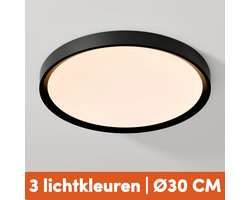 Nolt Plafondlamp Zwart - Badkamerverlichting - Plafonniere Lamp - 3CCT Badkamerlamp - 24W - ⌀30cm