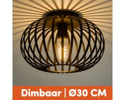 Nolt Plafondlamp Zwart - Plafonniere E27 Lamp - Industrieel - ⌀ 30cm