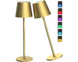 Oplaadbare tafellamp op Batterijen - Draadloos - Dimbaar - Bureaulamp - 38cm - 5200mAh - Goud - USB - Rgb