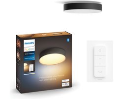 Philips Hue Enrave plafondlamp - warm tot koelwit licht - zwart - 26cm - 1 dimmer switch