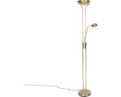 QAZQA diva - Moderne Dimbare LED Vloerlamp | Staande Lamp met Dimmer met leeslamp - 1 lichts - H 1800 mm - Goud/messing - Woonkamer | Slaapkamer | Keuken