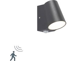 QAZQA Uma - Moderne LED Buitenlamp met Bewegingsmelder | Bewegingssensor | sensor voor buiten - 1 lichts - D 120 mm - Donkergrijs - Buitenverlichting