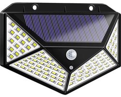 SAL COM Solar Wall sensor light - 100 LED Solar wandlamp - Ledverlichting voordeur- Ledverlichting garage - Ledverlichting schuur- Led verlichting achterdeur - Fel buitenlicht - Anti-inbraak licht - Wandlamp met bewegingssensor