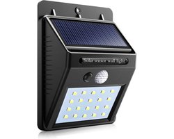 Solar LED Lamp Met Bewegingssensor - 20 LEDs - Zwart - Voor Buiten - Zonne-energie