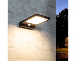 Solar wandlamp buiten 'Slim' - Zwart - Buitenlamp met sensor - Tuinverlichting met sensor - Schijnwerper met bewegingsmelder - Wandlamp op zonne-energie