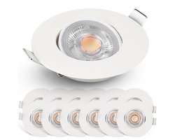 Spotjes Wit Dimbaar 12 stuks – Ultralage Inbouwdiepte - 480 Lumen – 2700K Warm Wit - 4.9W - 50° Kantelbaar - Emos Exclusive Inbouwspots Led