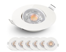 Spotjes Wit Dimbaar 6 stuks – Ultralage Inbouwdiepte - 480 Lumen – 2700K Warm Wit - 4.9W - 50° Kantelbaar - Emos Exclusive Inbouwspots Led