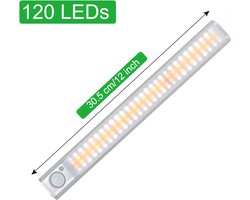 TLVX Led lamp met bewegingssensor en lichtsensor | Draadloos | Accu USB Oplaadbaar | LED Sensor lamp | Beweging sensor | Licht sensor | Dimbaar | Light Motion Sensor | 30 CM | 120 leds | Nacht Lamp LED | Magneet strip | Kastverlichting | LED-strip