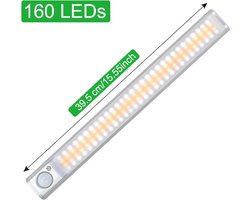 TLVX Led lamp met bewegingssensor en lichtsensor | Draadloos | Accu USB Oplaadbaar | LED Sensor lamp | Beweging sensor | Licht sensor | Dimbaar | Light Motion Sensor | 40 CM | 160 leds | Nacht Lamp LED | Magneet strip | Kastverlichting | LED-strip