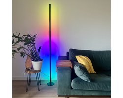 Vloerlamp LED RGB Smart Wifi - Full Color LED - Alexa, Google, App, geluid & Afstandsbediening - 160 cm hoog - Zwart