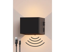 Wandlamp met extra grote Accu - 7800mAh Oplaadbaar - 10W -Bewegingssensor - Binnenlamp - Accu/USB/Batterij - Met magneetstrip - Zwart - Vivid Green