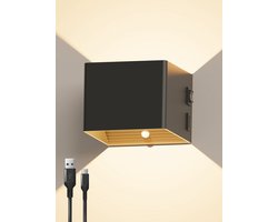 Wandlamp met extra grote Accu - 7800mAh Oplaadbaar - 10W -Bewegingssensor - Binnenlamp - Accu/USB/Batterij - Met magneetstrip - Zwart - Vivid Green