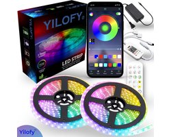 YILOFY 5 Meter Verkortbaar Led Strip Set Incl. App + Handleiding | 2024 Model Eenvoudig Bestuurbare Set | Instelbare Kleuren Led Strips | + Afstandsbediening Lamp Verlichting Smart