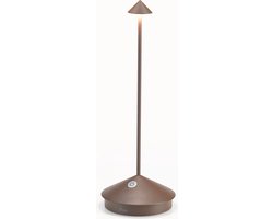 Zafferano Pina Tafellamp - Oplaadbare Buitenlamp Roest Bruin - Spatwaterdicht (IP54) - Bureaulamp Snoerloos - Dimbare LED Lamp - Draadloos Oplaadstation - Terraslamp - USB Oplaadbaar - 29 cm