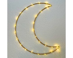 ZoeZo - Maanlampje LED - Goud - Maan - Batterij - Metaal - 100 led - Wandlamp - Kinderkamerverlichting - Wand decoratie - sfeerlamp - sfeerverlichting - Nachtlampje - Maanlampje - Maan lamp - Baby kamer