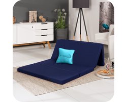 Beautissu Comfort – Logeermatras Opvouwbaar met Schuimstofvulling – 195x120cm Blauw – Gemiddeld