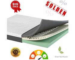 Comfort Matras 180x200 tweepersoons - 18 cm - Combi Traagschuim / Koudschuim matrassen - Bamboe Tijk - Groene thee - 180 x 200 cm logeermatras