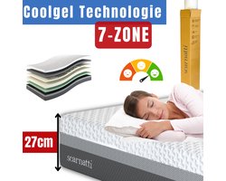 Comfort Matras - Extra dik 27 cm - 90 x 200 cm - koudschuim / traagschuim matrassen - Groene thee - Bamboe tijk - Logeermatras - Eenpersoonsmatrassen