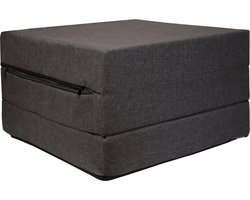 Logeermatras - donker grijs - opvouwbaar matras - 195 x 65 x 10