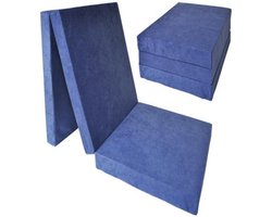 Logeermatras extra dik - navy blauw - camping matras - reismatras - opvouwbaar matras - 195 x 80 x 15