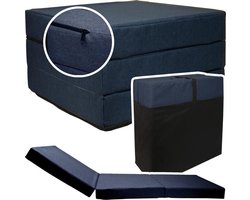 Logeermatras - navy blauw - camping matras - reismatras - opvouwbaar matras - 195 x 65 x 10