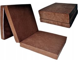 Logeermatras opvouwbaar - 1 persoons - 195x80x15 cm - bruin