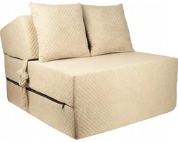 Luxe logeermatras - beige - camping matras - reismatras - opvouwbaar matras - 200 x 70 x 15 - met kussens