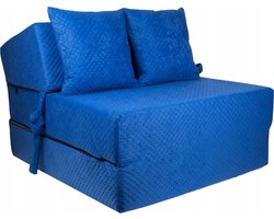 Luxe logeermatras - blauw - camping matras - reismatras - opvouwbaar matras - 200 x 70 x 15 - met kussens