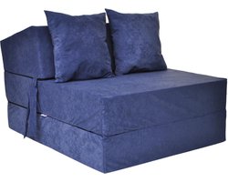 Luxe logeermatras - navy blauw - camping matras - reismatras - opvouwbaar matras - 200 x 70 x 15 - met kussens